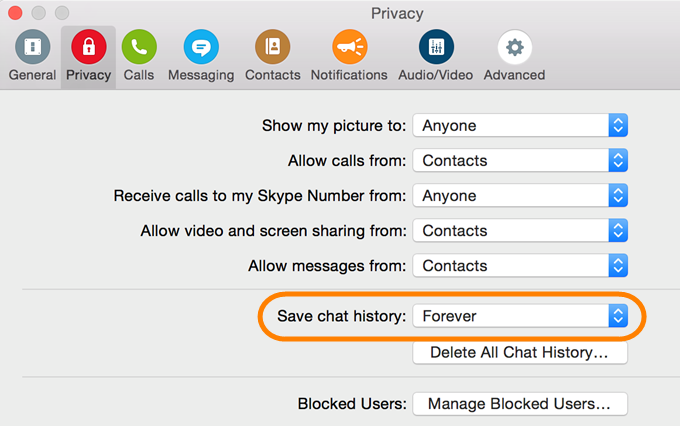 Skype Conversation History Not Working